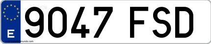 Ejemplo de matrícula española 9047 FSD