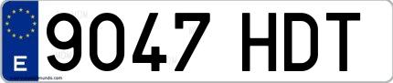Ejemplo de matrícula española 9047 HDT