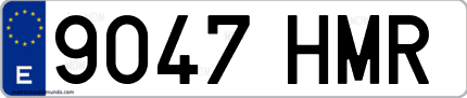 Ejemplo de matrícula de coche ordinaria 9047 HMR