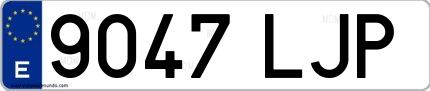 Ejemplo de matrícula española 9047 LJP