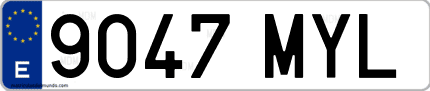 Ejemplo de matrícula de coche ordinaria 9047 MYL