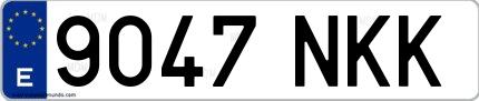 Ejemplo de matrícula española 9047 NKK