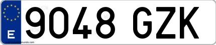 Ejemplo de matrícula española 9048 GZK