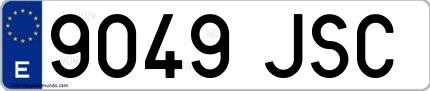Ejemplo de matrícula española 9049 JSC
