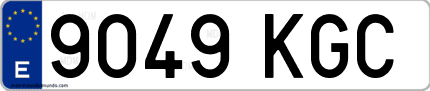 Ejemplo de matrícula de coche ordinaria 9049 KGC
