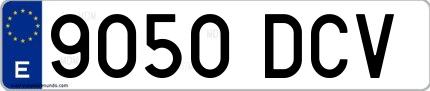 Ejemplo de matrícula española 9050 DCV