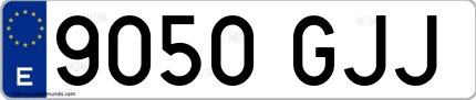 Ejemplo de matrícula española 9050 GJJ