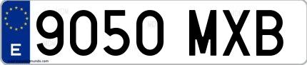 Ejemplo de matrícula española 9050 MXB