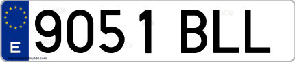 Ejemplo de matrícula de coche ordinaria 9051 BLL