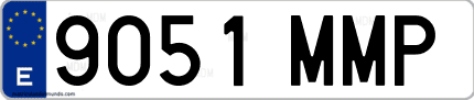Ejemplo de matrícula de coche ordinaria 9051 MMP