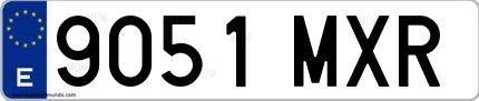 Ejemplo de matrícula española 9051 MXR