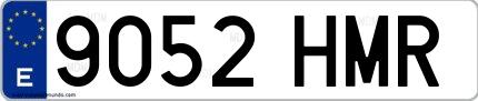 Ejemplo de matrícula española 9052 HMR