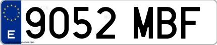 Ejemplo de matrícula española 9052 MBF