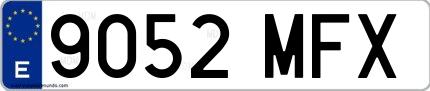 Ejemplo de matrícula española 9052 MFX