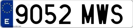 Ejemplo de matrícula española 9052 MWS