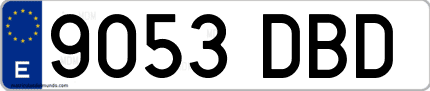 Ejemplo de matrícula de coche ordinaria 9053 DBD