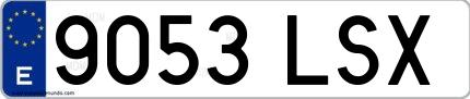 Ejemplo de matrícula española 9053 LSX