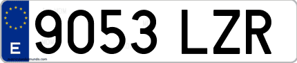 Ejemplo de matrícula de coche ordinaria 9053 LZR