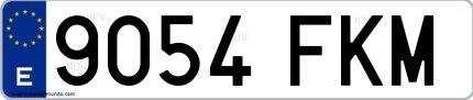 Ejemplo de matrícula española 9054 FKM