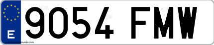 Ejemplo de matrícula de coche ordinaria 9054 FMW