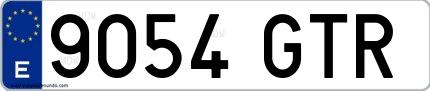 Ejemplo de matrícula española 9054 GTR