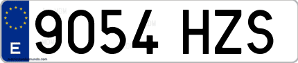 Ejemplo de matrícula de coche ordinaria 9054 HZS