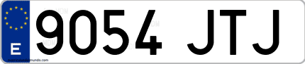 Ejemplo de matrícula de coche ordinaria 9054 JTJ