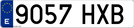 Ejemplo de matrícula de coche ordinaria 9057 HXB