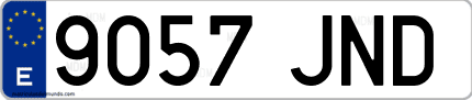 Ejemplo de matrícula de coche ordinaria 9057 JND