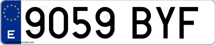 Ejemplo de matrícula de coche ordinaria 9059 BYF