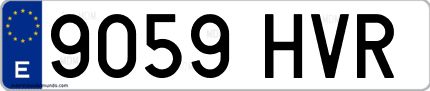 Ejemplo de matrícula de coche ordinaria 9059 HVR