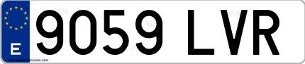 Ejemplo de matrícula de coche ordinaria 9059 LVR