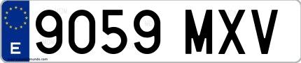Ejemplo de matrícula española 9059 MXV