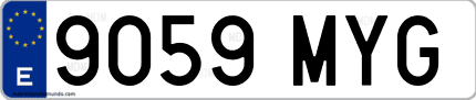 Ejemplo de matrícula de coche ordinaria 9059 MYG
