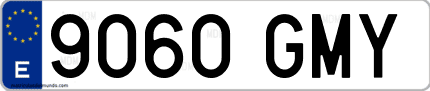 Ejemplo de matrícula de coche ordinaria 9060 GMY