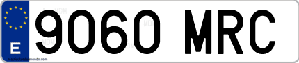 Ejemplo de matrícula de coche ordinaria 9060 MRC