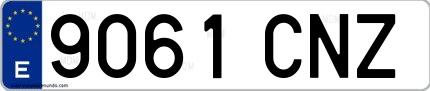 Ejemplo de matrícula española 9061 CNZ