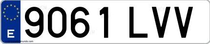 Ejemplo de matrícula española 9061 LVV