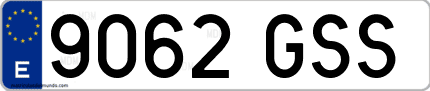 Ejemplo de matrícula de coche ordinaria 9062 GSS