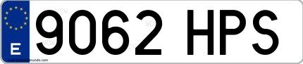Ejemplo de matrícula española 9062 HPS