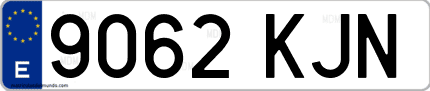 Ejemplo de matrícula de coche ordinaria 9062 KJN