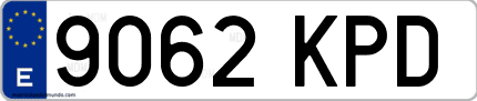 Ejemplo de matrícula de coche ordinaria 9062 KPD