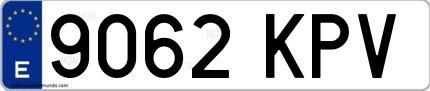 Ejemplo de matrícula española 9062 KPV