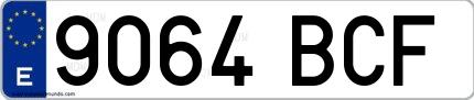 Ejemplo de matrícula española 9064 BCF
