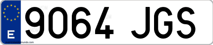 Ejemplo de matrícula de coche ordinaria 9064 JGS