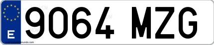 Ejemplo de matrícula española 9064 MZG