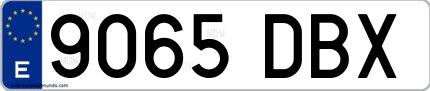 Ejemplo de matrícula española 9065 DBX
