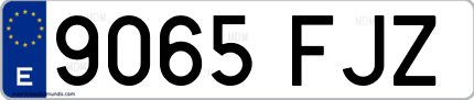 Ejemplo de matrícula de coche ordinaria 9065 FJZ