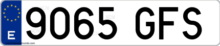 Ejemplo de matrícula de coche ordinaria 9065 GFS