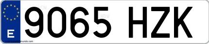 Ejemplo de matrícula española 9065 HZK